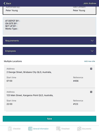 iPad multiple locations list