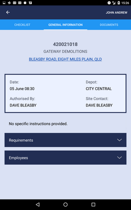 Tablet Assessment Job information