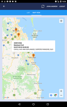 Tablet Assessment Job list map detail label