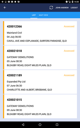 Tablet Assessment Job list