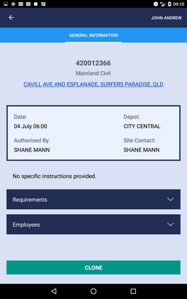 Tablet booking details
