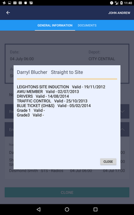Tablet booking emploee license