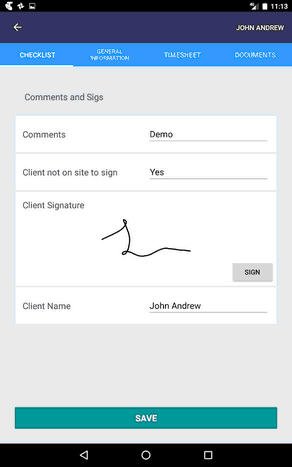 Tablet checklist item