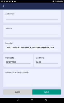 Tablet clone booking clone button