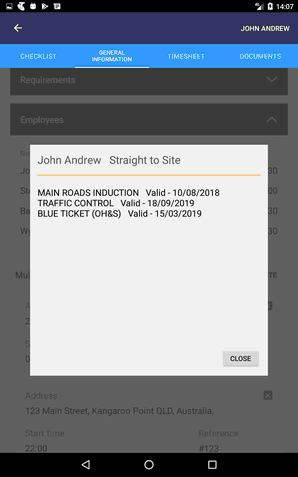 Tablet employee details