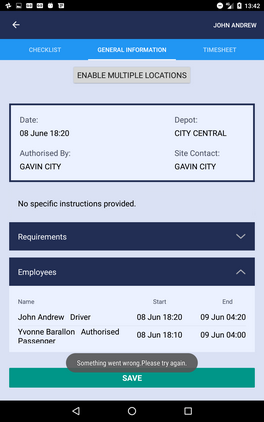Tablet job details save error