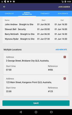 Tablet location list