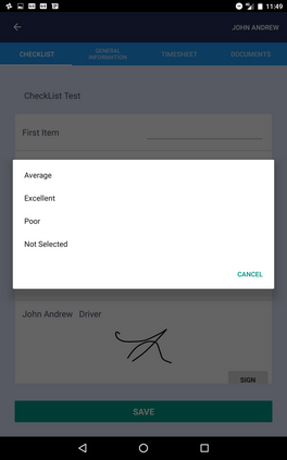 Tablet multi-select options