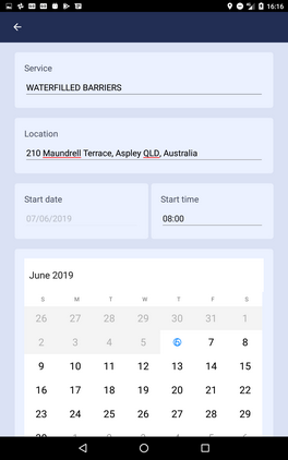 Tablet New booking multiple dates