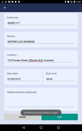 Tablet save booking error