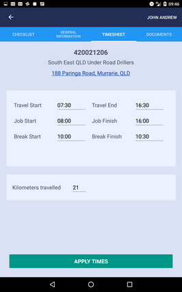 Tablet timesheet without shifts